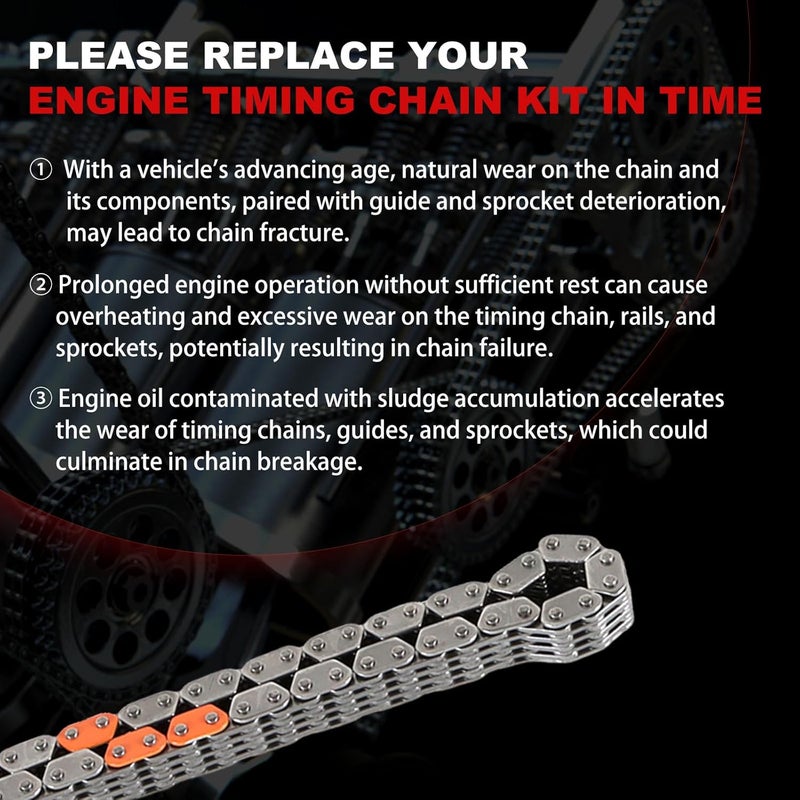 Autodevil Store Timing Chain Kit 3.5L Fit for Quest 2004-2009 for Maxima 2004-2008 for Altima 2004-2006 Automotive Repair Parts for Engine V6 DOHC 24V VQ35DE 13070-7Y016 / 13070-7Y011 / 13070-7Y000 - Image 5